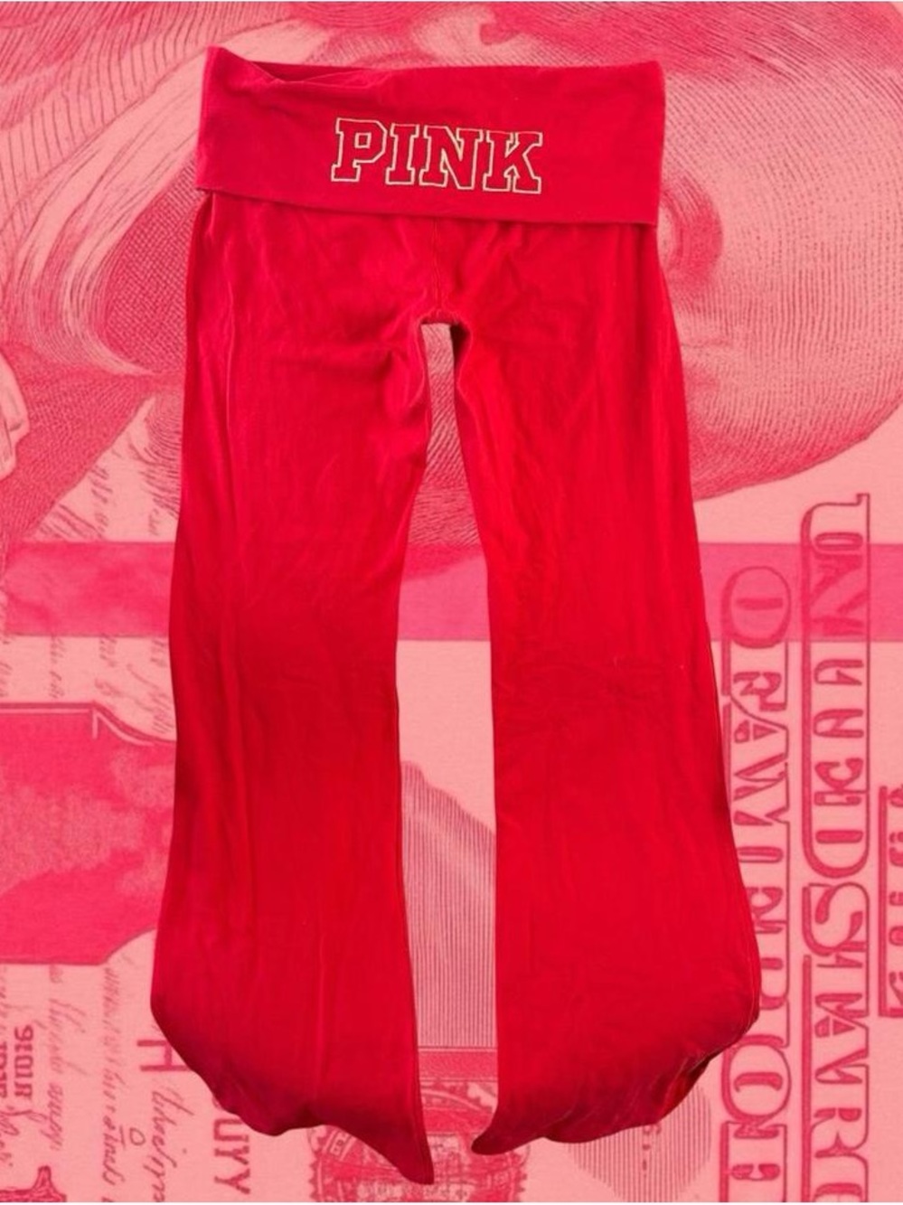 victoria's secret PINK y2k red fold over flare full length yoga pants